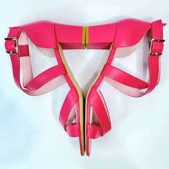 Shoes of Prey Pink Strappy Sandals Ankle Strap 2 inch Block Heels Size 7.5 New - Picture 10 of 16